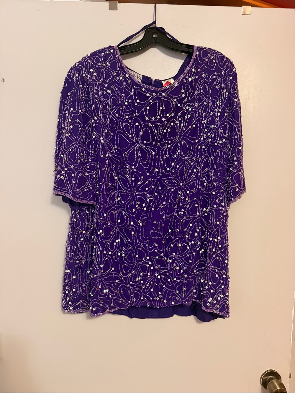 Carina Barry Lee Silk Embellished Purple Beaded Women's Two Piece (Top & Skirt)